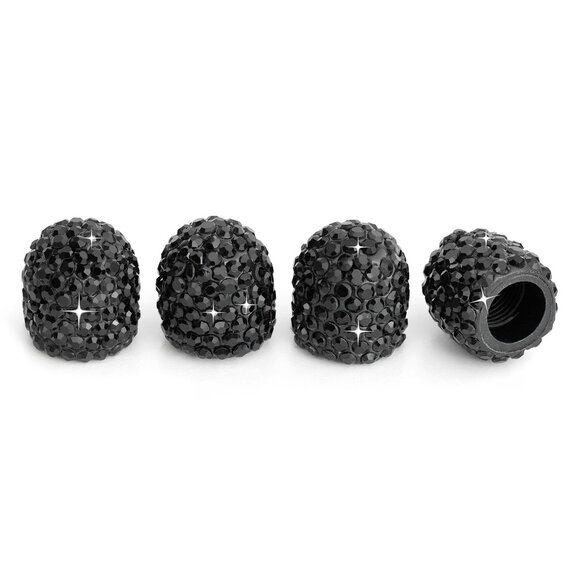 Black Bling Tire Valve Stem Caps (Set of 4) – Luxury Car Accessories - Picture 1 of 8